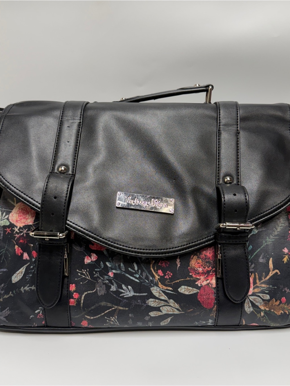 House of Flynn Floral Accent Black Satchel